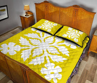 Hawaiian Quilt Bed Set Royal Pattern - Yellow - B2 Style - Polynesian Pride