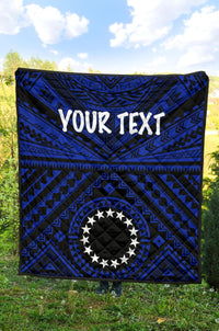 Cook Island Personalised Premium Quilt - Seal With Polynesian Tattoo Style ( Blue) - Polynesian Pride