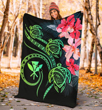 Hawaii Turtle Polynesian Tropical Premium Blanket - Cora Style Yellow - Polynesian Pride