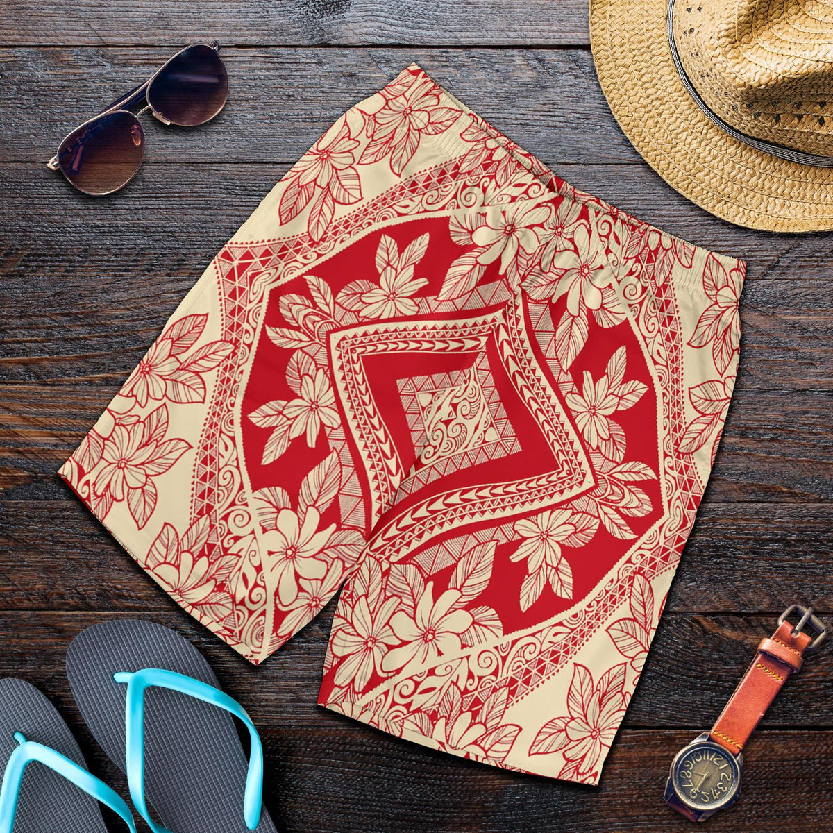 Polynesian Men's Short Red And Yellow - Polynesian Pride