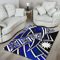 Nauru Area Rug - Tribal Flower Special Pattern Blue Color - Polynesian Pride