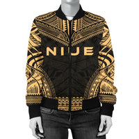Niue Polynesian Chief Women'S Bomber Jacket - Gold Version - Polynesian Pride