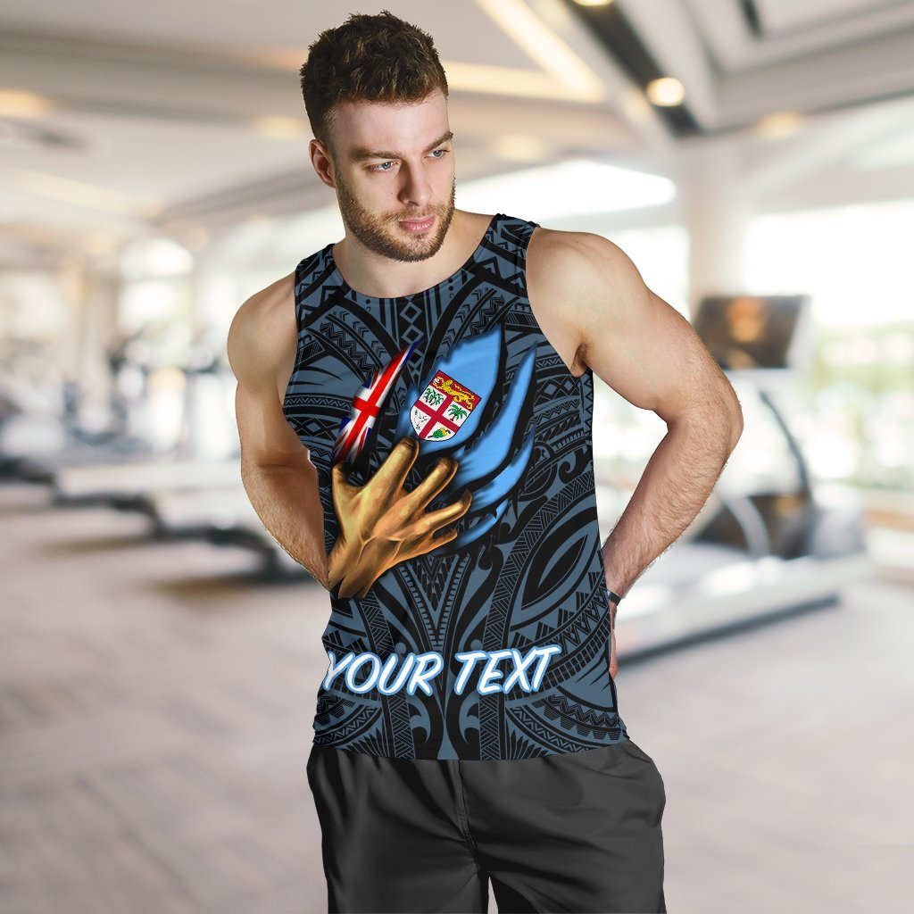Fiji Personalised Men's Tank Top - Fiji In Me (Blue) - Polynesian Pride