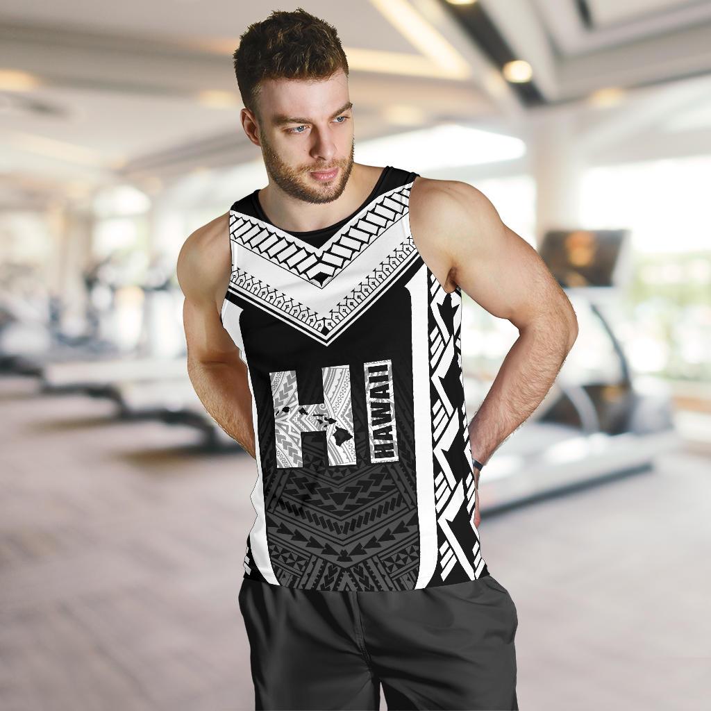 Hawaiian Kanaka Polynesian Men's Tank Top Active White - Polynesian Pride