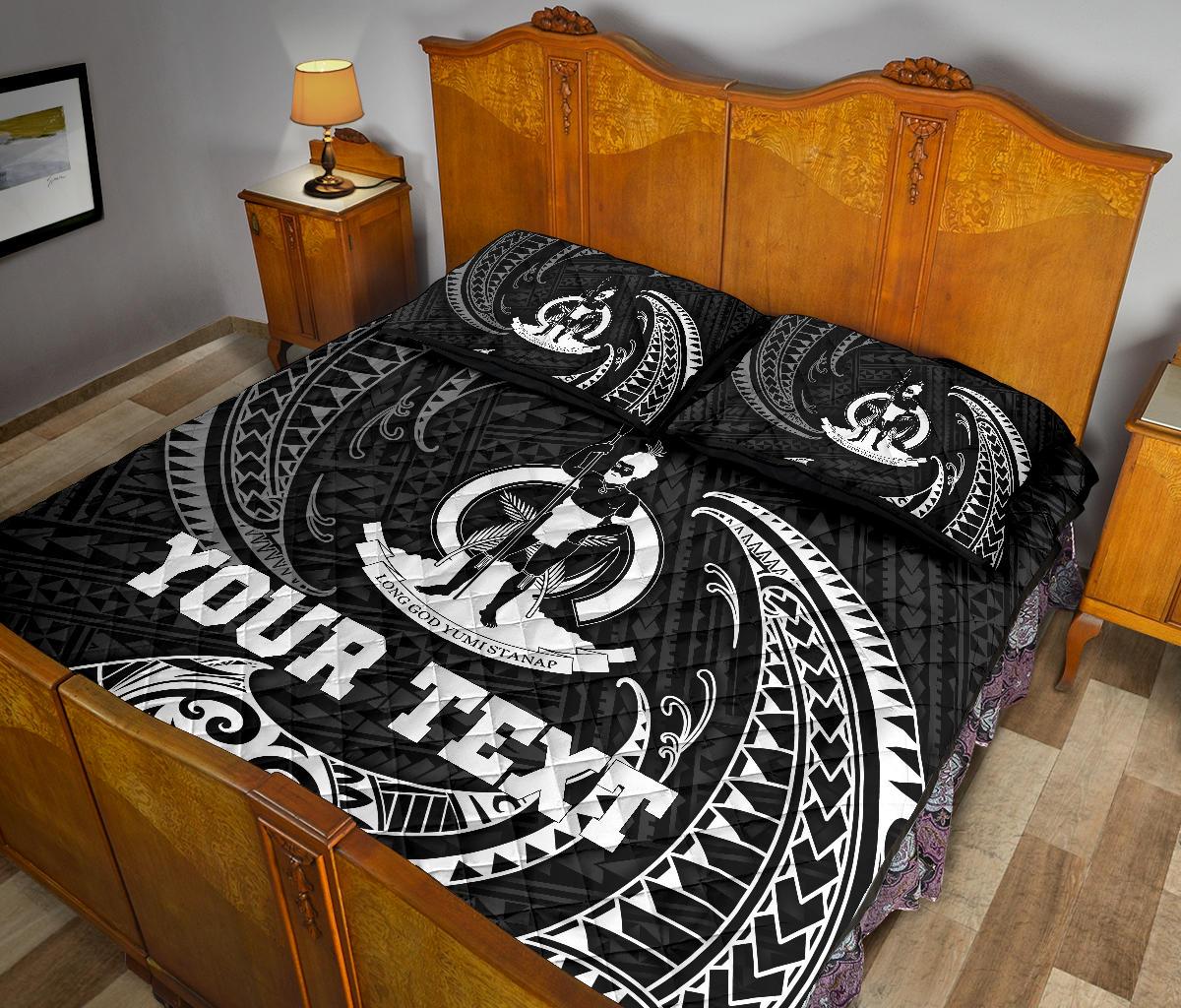 Vanuatu Polynesian Custom Personalised Quilt Bed Set - White Tribal Wave - Polynesian Pride