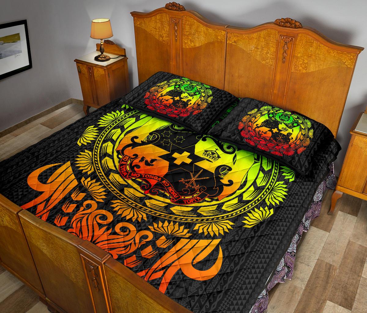 Tonga Polynesian Quilt Bed Set - Tattoo Pattern With Seal Reggae - Polynesian Pride