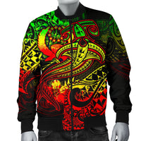 Pohnpei Men's Bomber Jacket - Reggae Shark Polynesian Tattoo - Polynesian Pride