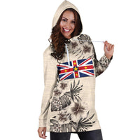 Niue Hoodie Dress - Niue Flag & Beige Hibiscus - Polynesian Pride