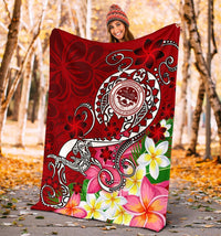 FSM Premium Blanket - Turtle Plumeria (RED) - Polynesian Pride