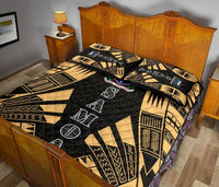 Samoa Quilt Bed Set - Samoa Coat Of Arms Polynesian Yellow Tattoo Style - Polynesian Pride