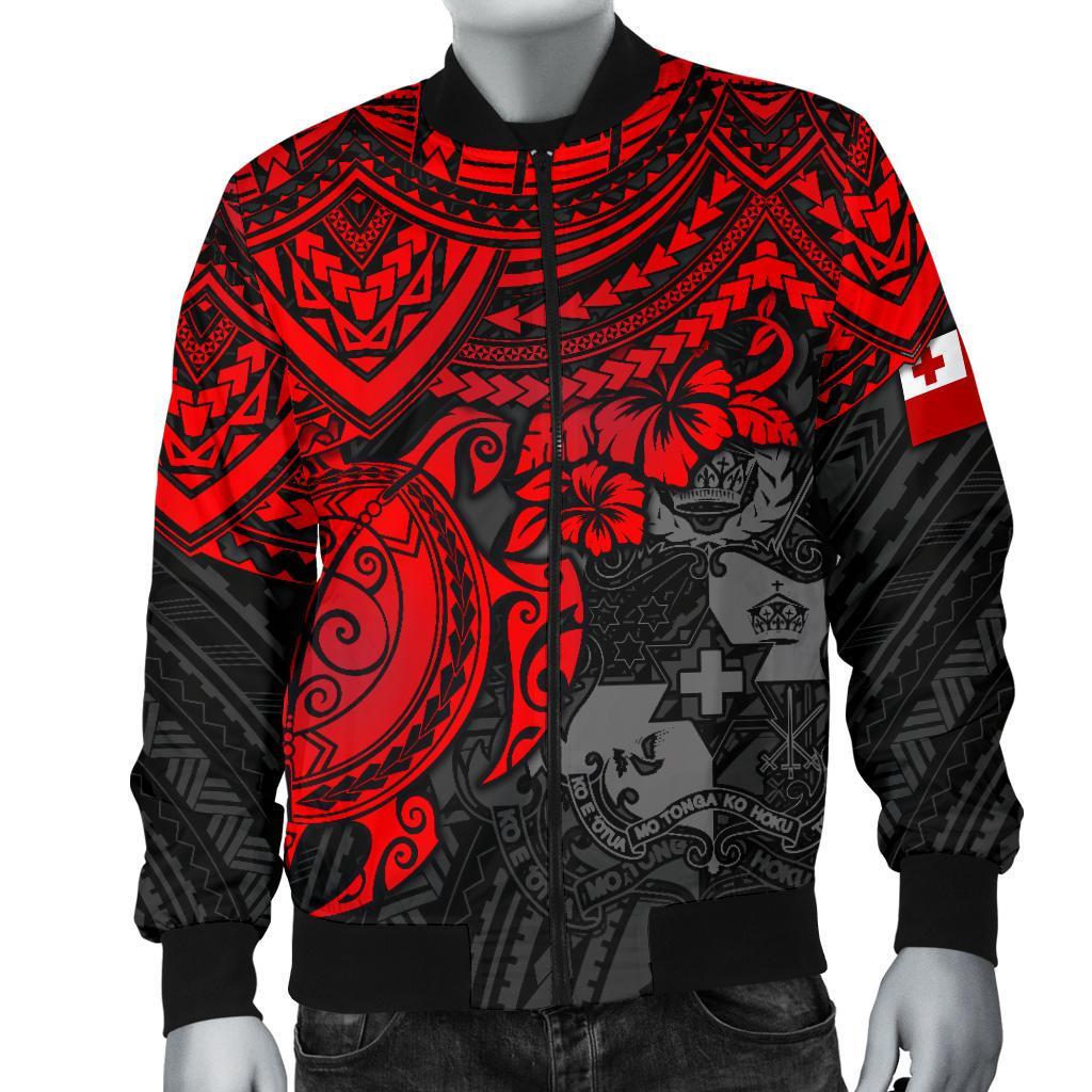 Tonga Polynesian Bomber Jacket (Men) - Red Turtle - Polynesian Pride