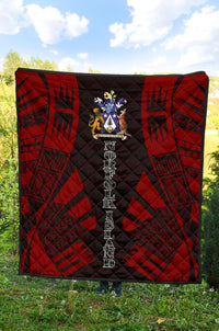 Norfolk Island Premium Quilt - Norfolk Island Coat Of Arms Polynesian Red Tattoo - Polynesian Pride