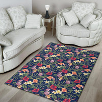 Tropical Hibiscus Red And Plumeria White Rug - Polynesian Pride