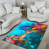 Nauru Area Rug - Sea Turtle Coral Treasure - Polynesian Pride