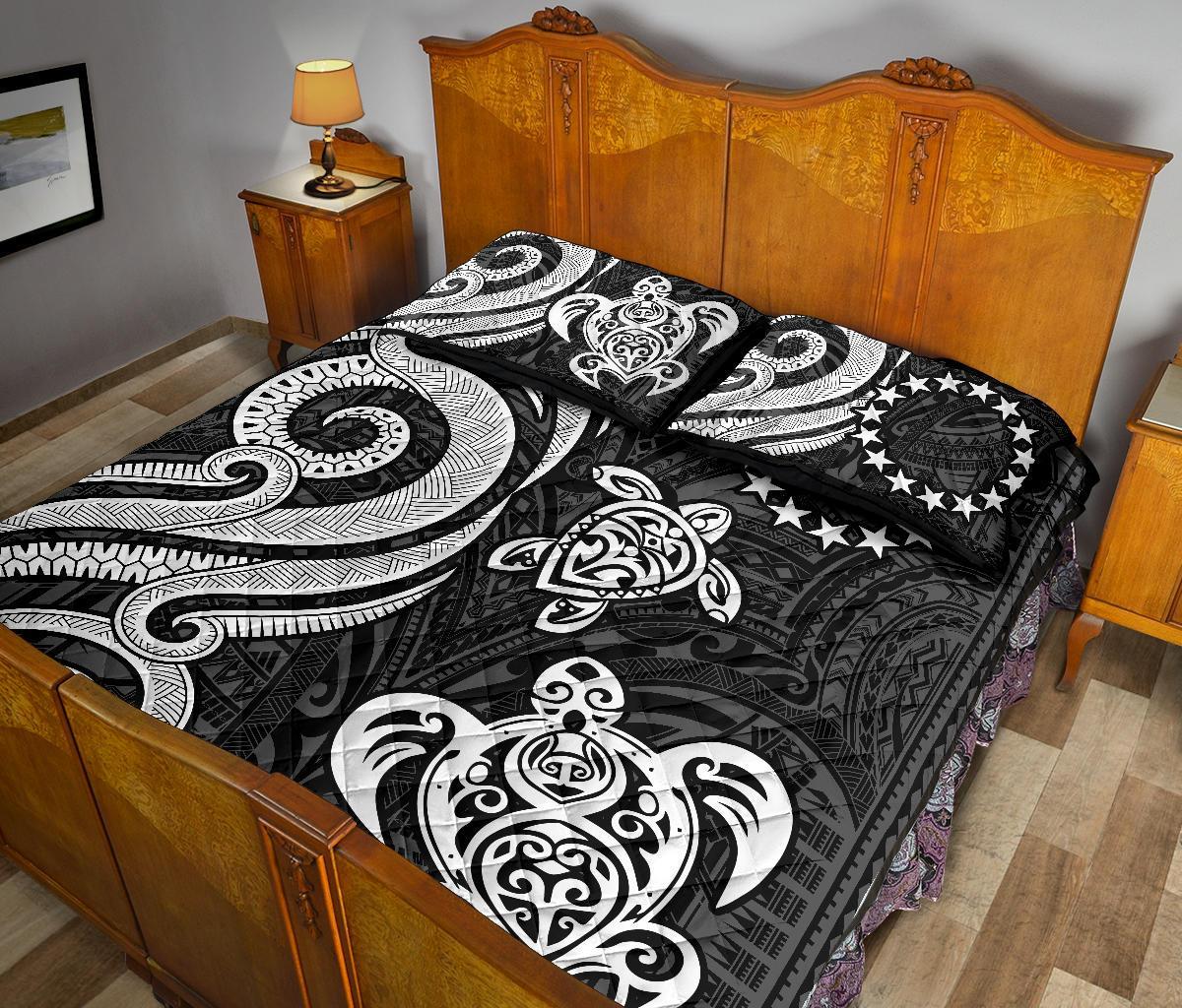 Cook Islands Quilt Bed Set - White Tentacle Turtle - Polynesian Pride