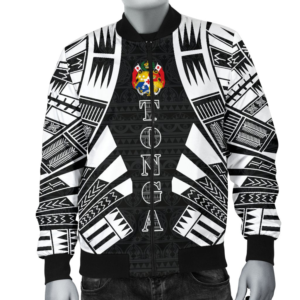 Tonga Men Bomber Jackets - Polynesian Tattoo Black - Polynesian Pride