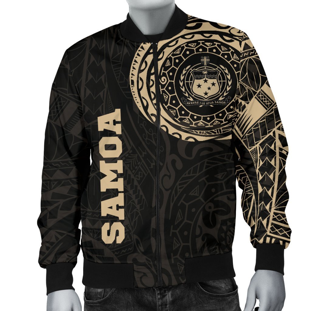 Samoa in My Heart Polynesian Tattoo Style Men's Bomber Jacket - Polynesian Pride