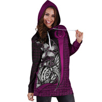 Pohnpei Micronesian Women's Hoodie Dress Blackberry - Turtle With Hook - Polynesian Pride