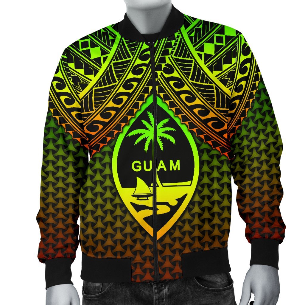 Polynesian Guam Men's Bomber Jacket - Reggae Vintage Polynesian Patterns - Polynesian Pride