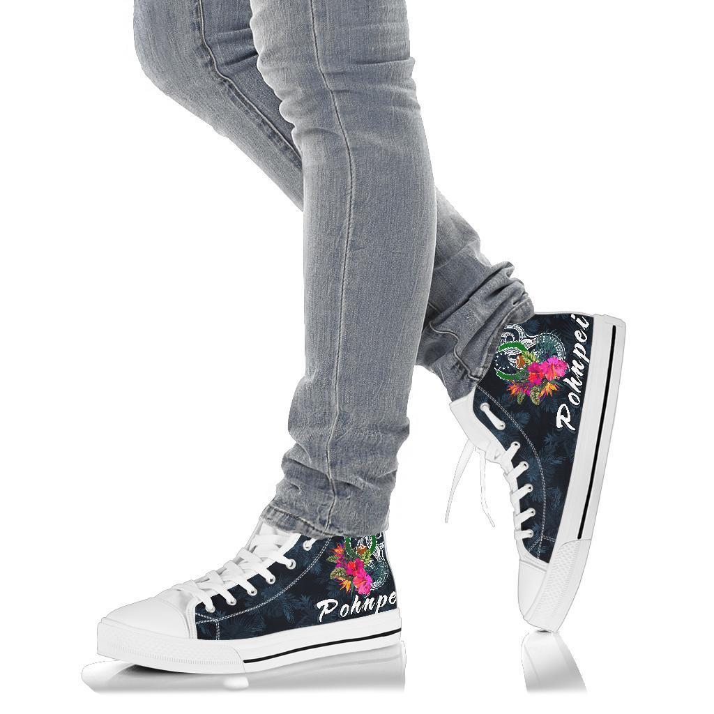 Pohnpei Micronesia High Top Shoes - Tropical Flower - Polynesian Pride