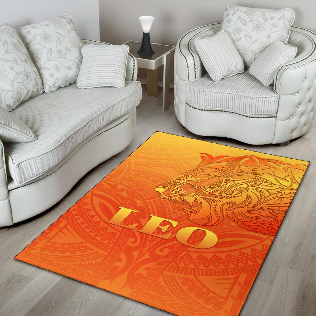 Sun In Leo Zodiac Area Rug Polynesian Tattoo Simple - Orange - Polynesian Pride