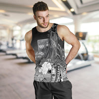 Fiji Men's Tank Top - Humpback Whale with Tropical Flowers (White) - Polynesian Pride