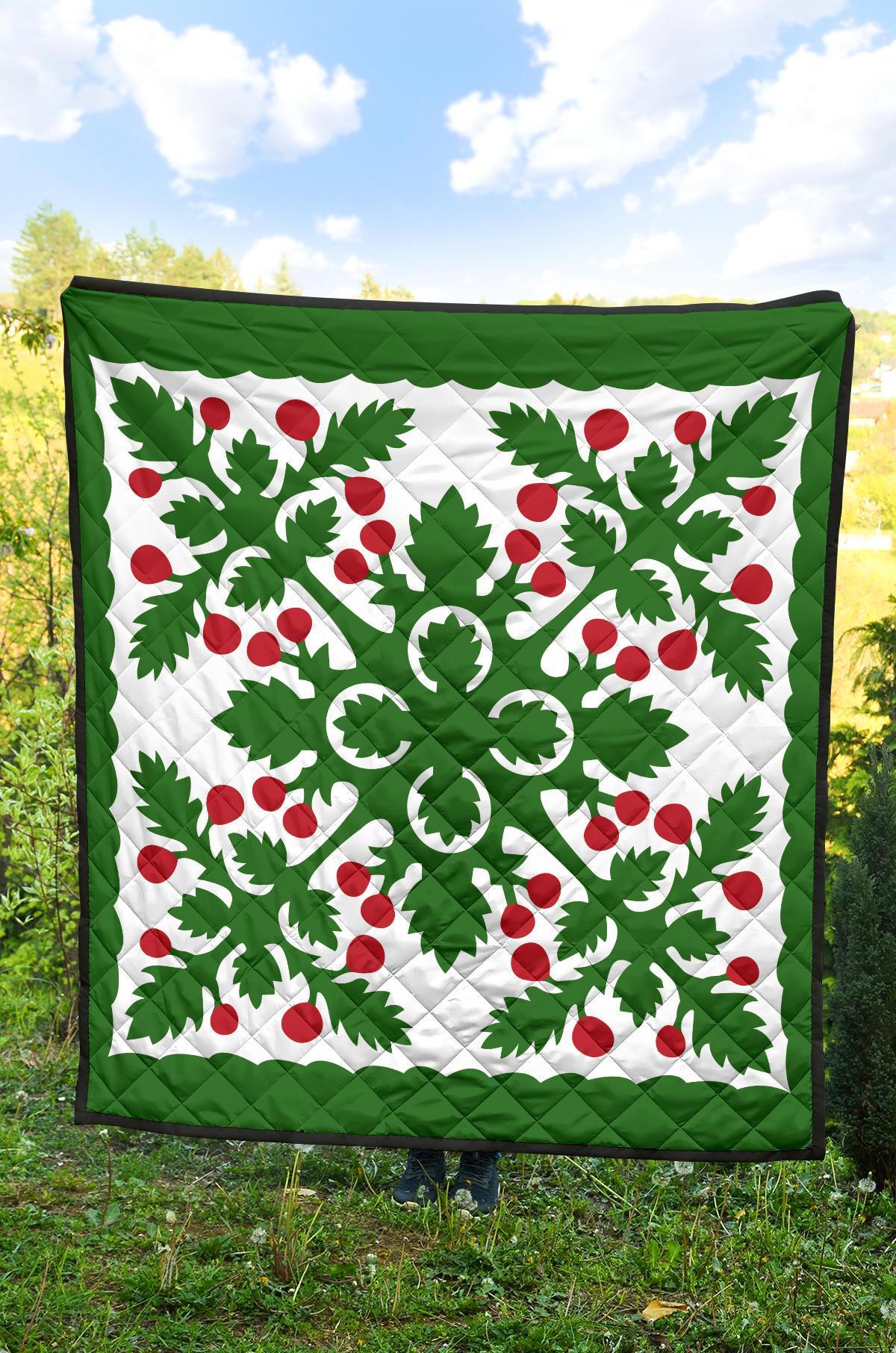 Hawaiian Fresh Fruit Tropical Pattern Premium Quilt - Green - Argu Style - AH - Polynesian Pride