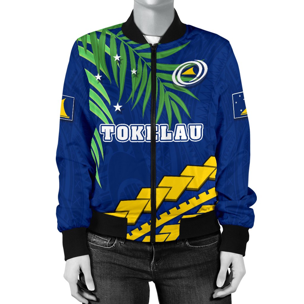 Tokelau Rugby Women Bomber Jacket Coconut Leaves - Polynesian Pride