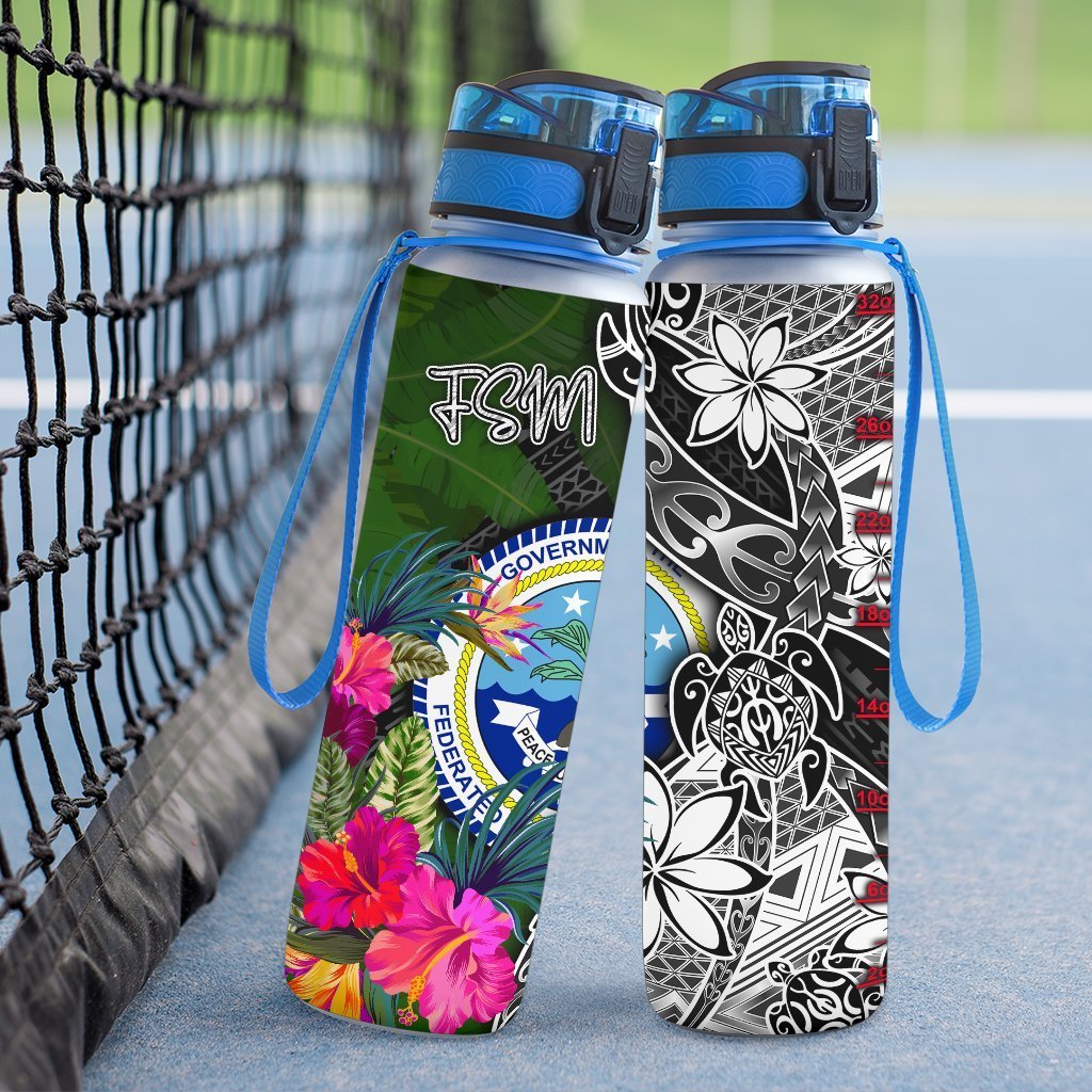 Federated States of Micronesia Hydro Tracking Bottle - Turtle Plumeria Banana Leaf - Polynesian Pride