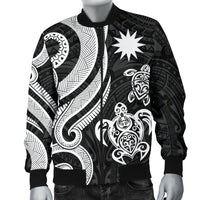 Nauru Men's Bomber Jacket - White Tentacle Turtle - Polynesian Pride
