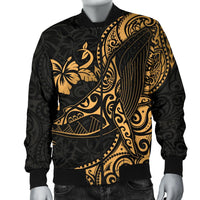 Polynesian Hawaii Men's Bomber Jacket - Polynesian Golden Humpback Whale - Polynesian Pride