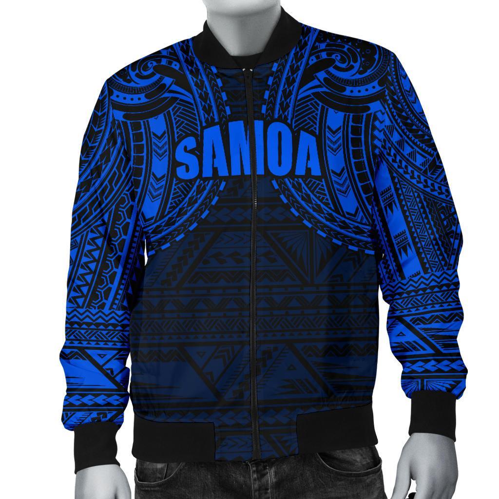 Samoa Spirit Men's Bomber Jacket (Blue) Blue - Polynesian Pride