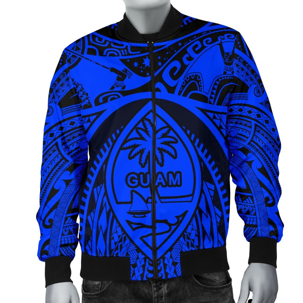 Polynesian Men's Bomber Jackets - Guam Flag, Seal with Maui Moana Tattoo - Polynesian Pride