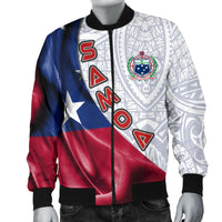 Samoa Polynesian Men's Bomber Jacket - Waving Silky Flag - Polynesian Pride