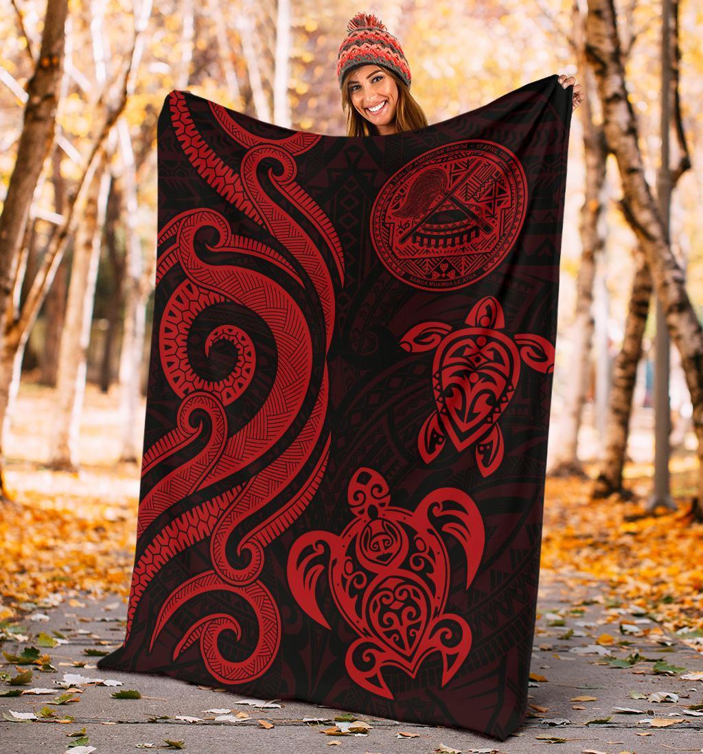 American Samoa Premium Blanket - Red Tentacle Turtle - Polynesian Pride