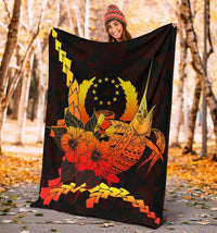 Pohnpei Micronesia Premium Blanket - Swordfish With Hibiscus - Polynesian Pride