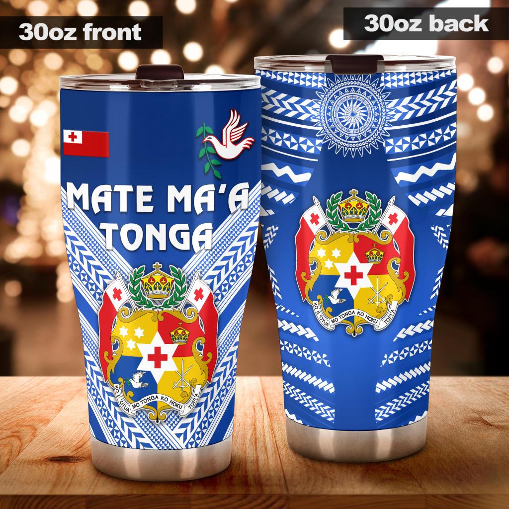 Mate Ma'a Tonga Rugby Tumbler Polynesian Creative Style - Blue Tumbler 30oz X-Large Blue - Polynesian Pride