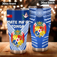 Mate Ma'a Tonga Rugby Tumbler Polynesian Creative Style - Blue Tumbler 30oz X-Large Blue - Polynesian Pride