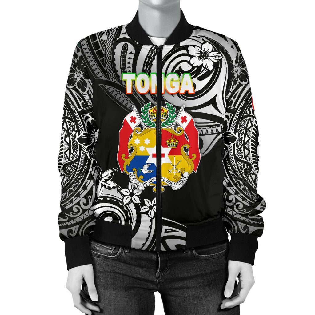 Mate Ma'a Tonga Rugby Women's Bomber Jacket Polynesian Unique Vibes - Black - Polynesian Pride