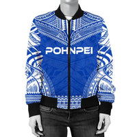 Pohnpei Flag Polynesian Chief Women'S Bomber Jacket - Polynesian Pride