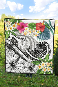 Tahiti Polynesian Premium Quilt - Summer Plumeria (White) - Polynesian Pride