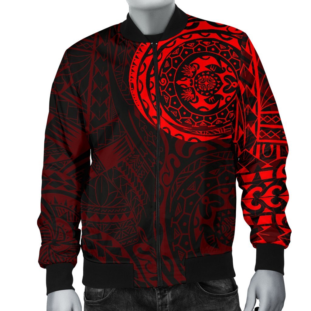 Polynesian Tattoo Style Men's Bomber Jacket Red - Polynesian Pride