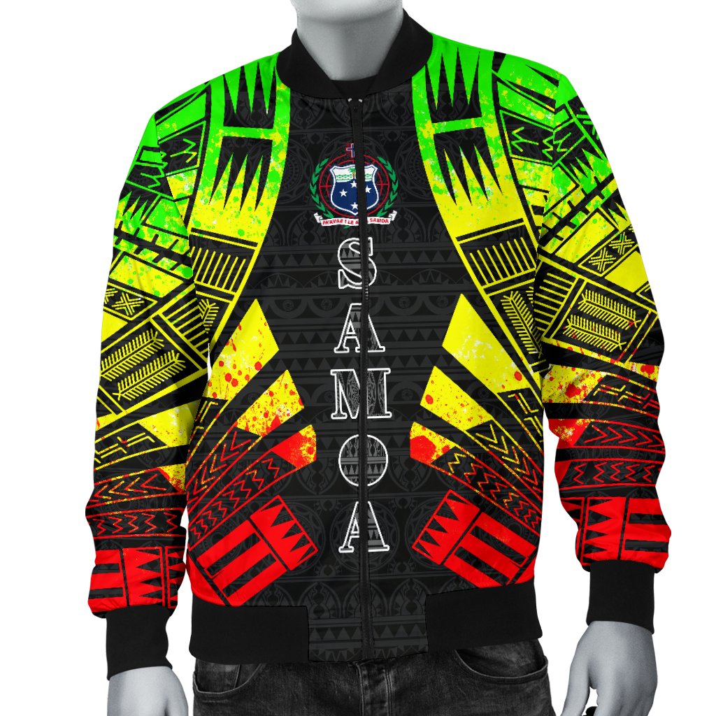 Samoa Men Bomber Jackets - Polynesian Tattoo Reggae - Polynesian Pride