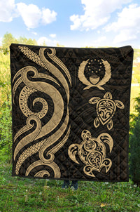 Pohnpei Premium Quilt - Gold Tentacle Turtle - Polynesian Pride