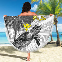 Hawaii Custom Personalised Beach Blanket - Turtle Palm Tree White - Polynesian Pride
