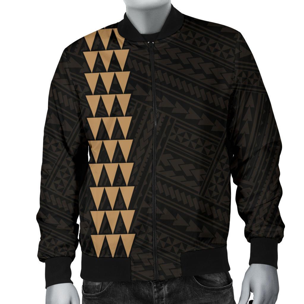 Hawaii Kakau Polynesian Anchor Map Men's Bomber Jacket - Gold - Polynesian Pride