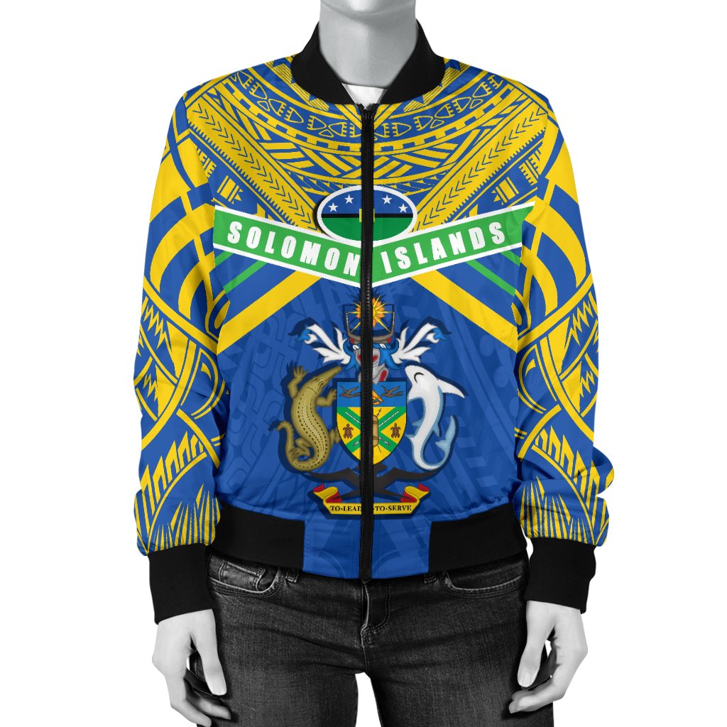 Solomon Islands Women Bomber Jacket Simple Coat Of Arms Rugby - Polynesian Pride