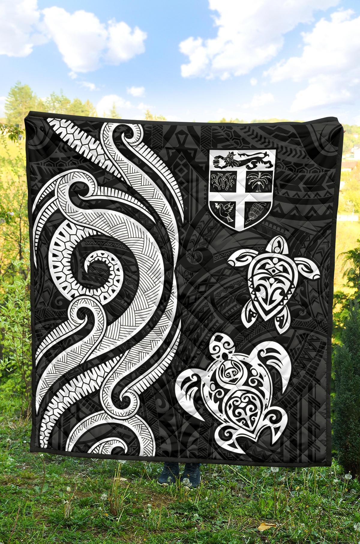 Fiji Polynesian Premium Quilt - White Tentacle Turtle - Polynesian Pride
