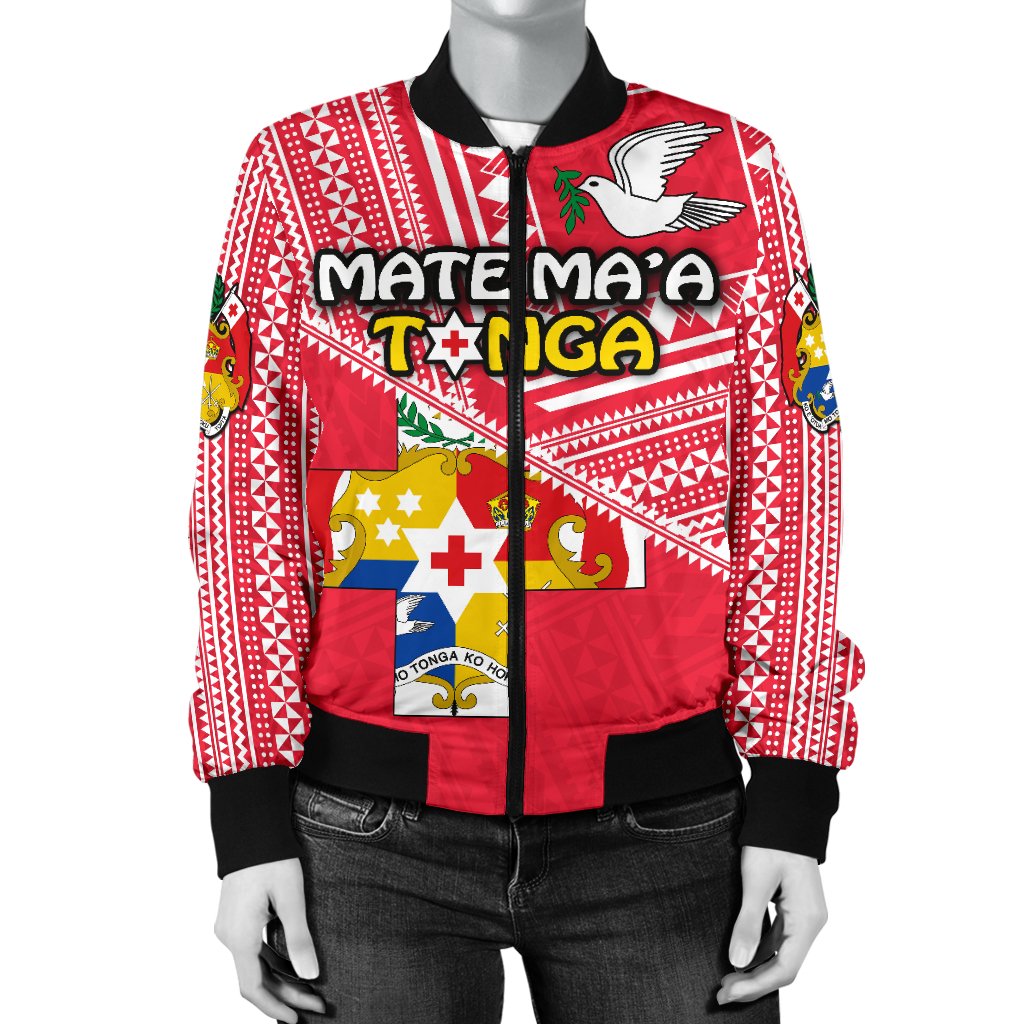 Mate Ma'a Tonga Women Bomber Jacket Coat Of Arms - Polynesian Pride
