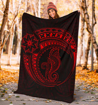 Seahorse Polynesian Blanket - Polynesian Tattoo Red - Polynesian Pride